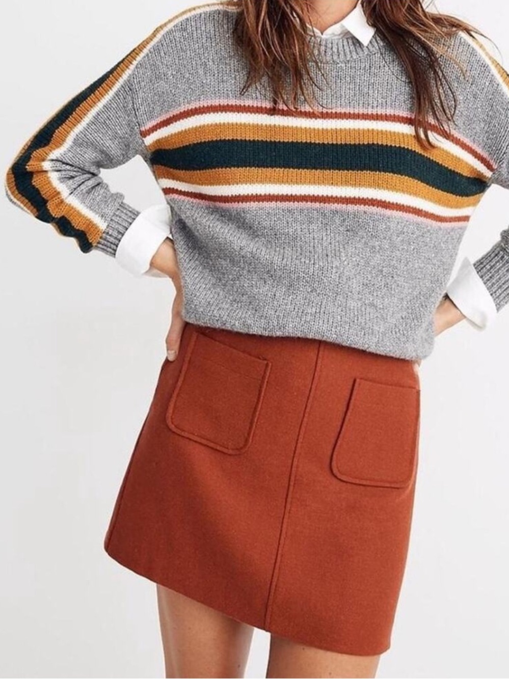 NWT Madewell Museum Patch Pocket Rust Mini Skirt Size 8